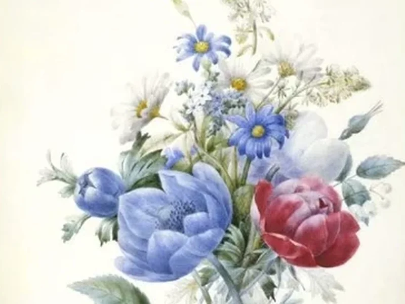 1798-Natalie-Elma Renaud - Una rosa, un anemone, una fucina e delle margherite